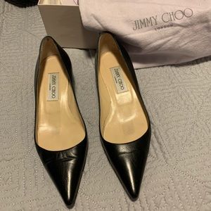 Gently used Jimmy Choo black kitten heels size 6
